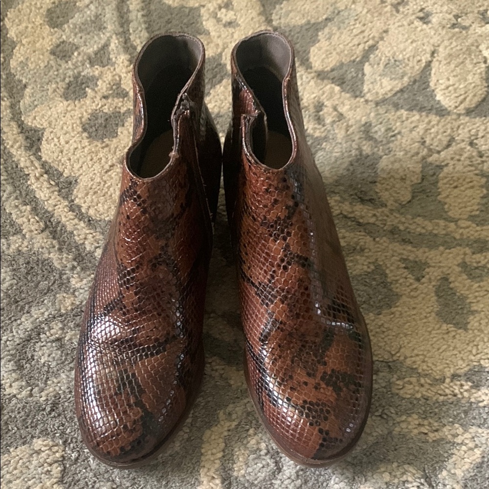 Clarks Brown Snakeskin Ankle Boots - Picture 1 of 6